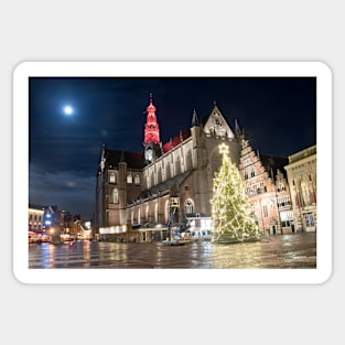 Haarlem Night - Christmas at the St Bavo Church Sticker